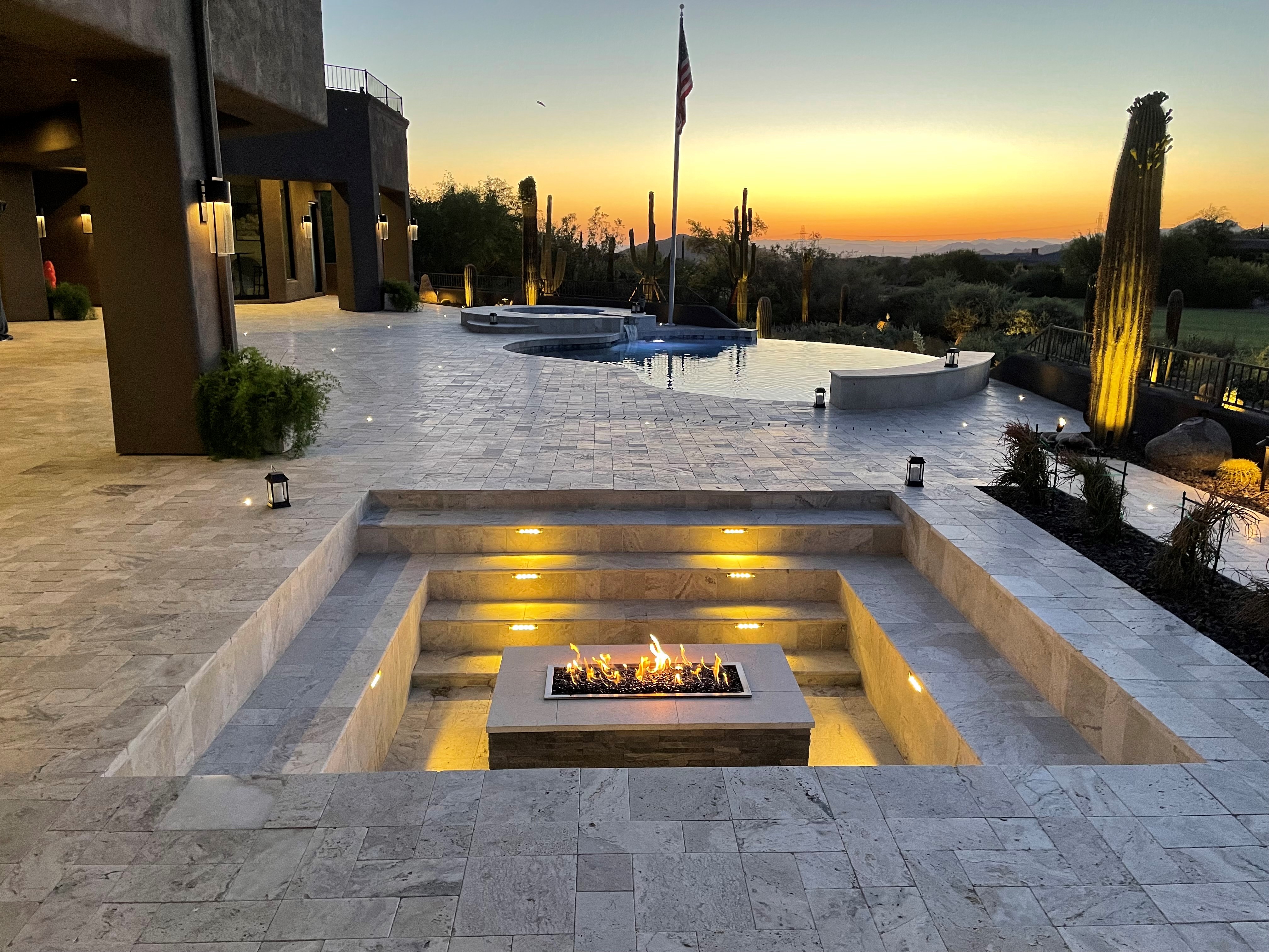 Infinity edge pool with Scottsdale mountain views